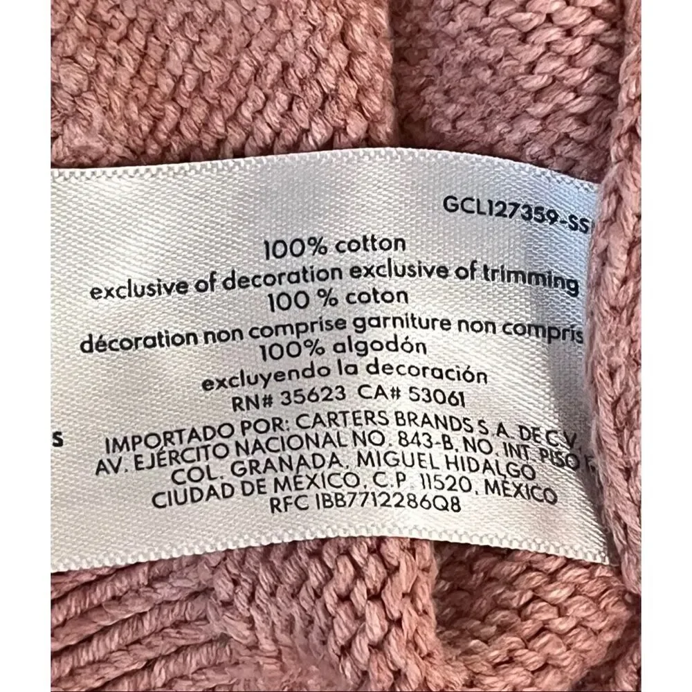 Carter’s Ruffled Bunny Sweater Girls Size 24 Months